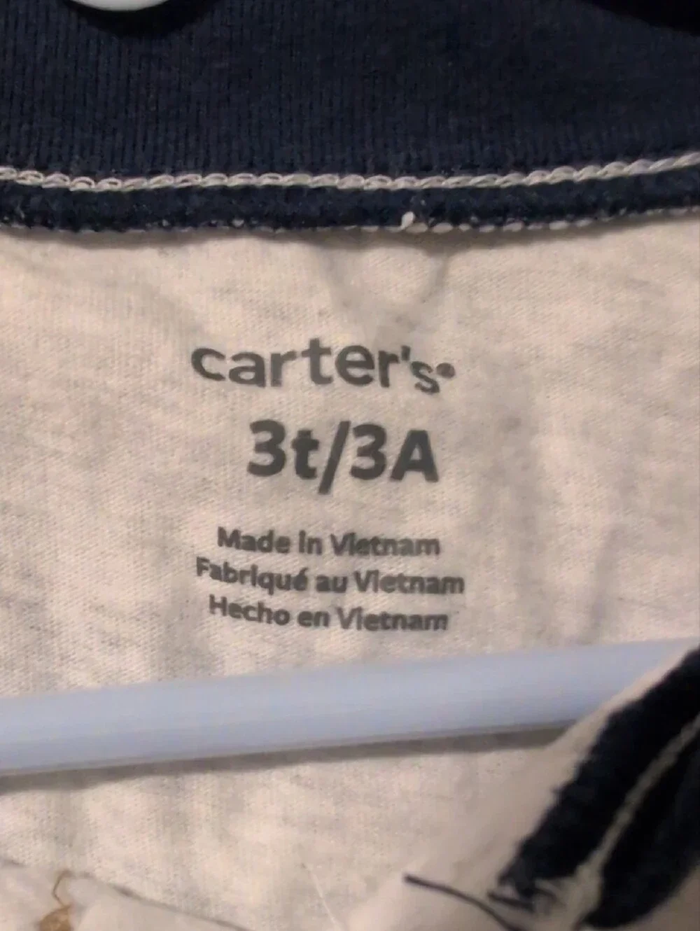 Carter's Raglan Henley Shirt in Cream and Burgundy with Navy Trim